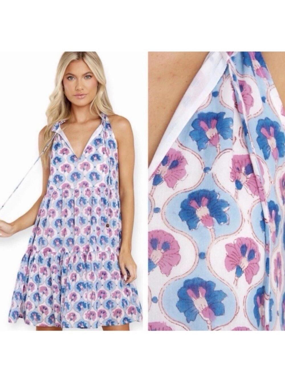 Oliphant NWT Women's Medium Iris Blue Tiered Mini Dress